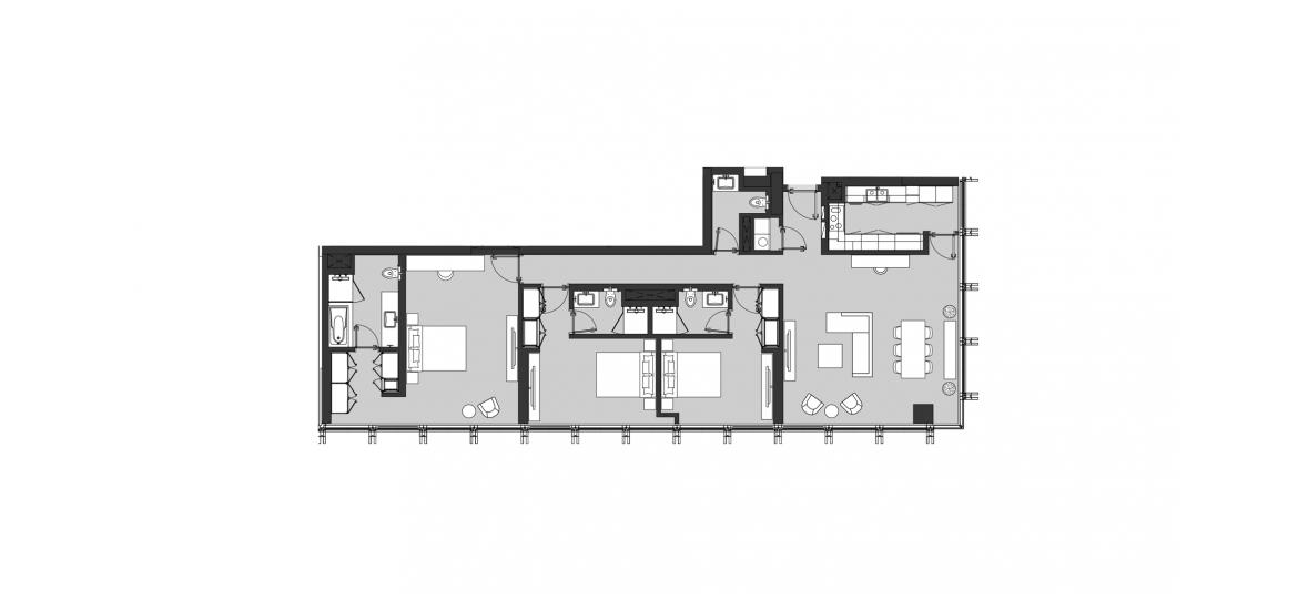 Планування апартаментів «THREE BEDROOM TYPE A1», 3 спальні у RESIDENCE 110