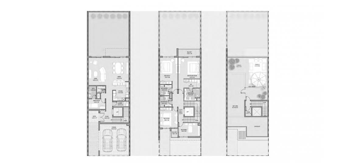 Планування апартаментів «TOWNHOUSE 4BR», 4 спальні у OPAL GARDENS