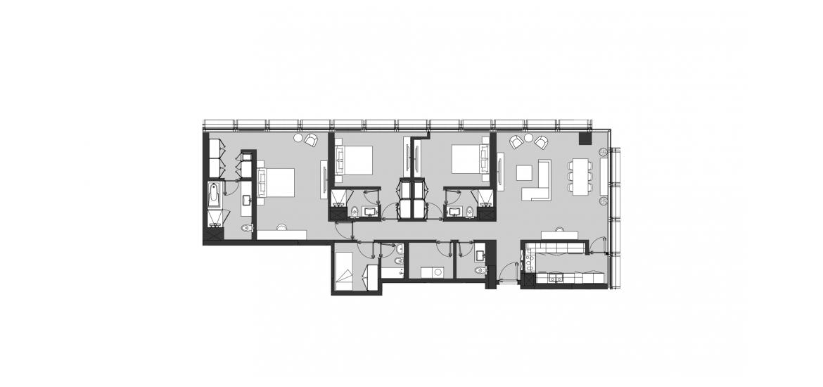 Планування апартаментів «THREE BEDROOM TYPE C2», 3 спальні у RESIDENCE 110