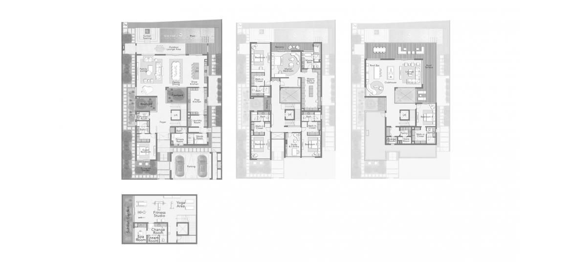 Планування апартаментів «THE RETREAT VILLAS 6 BEDROOM», 6 спальні у THE SANCTUARY AT DISTRICT 11