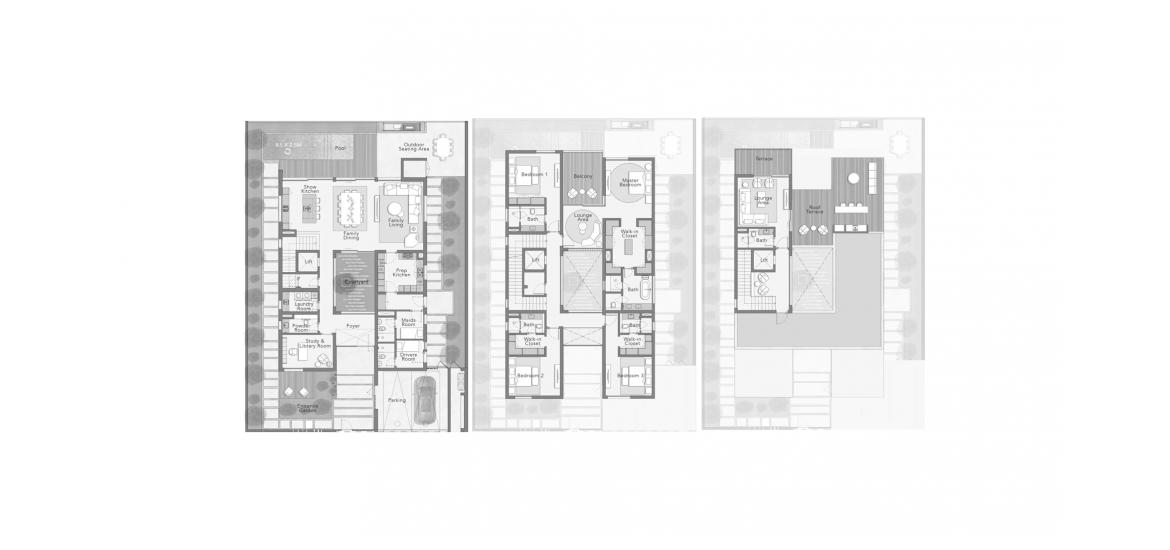 Планування апартаментів «THE OASIS VILLAS 4 BEDROOM STYLE 2», 4 спальні у THE SANCTUARY AT DISTRICT 11