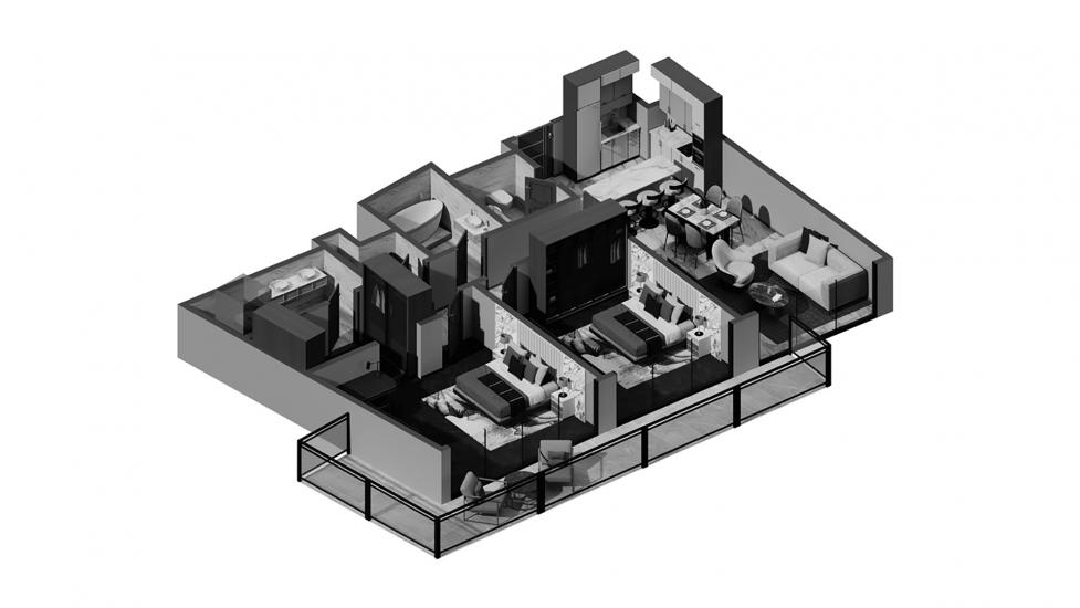 Планування апартаментів «2BR Type B 120SQM», 2 спальні у BELMONT RESIDENCE