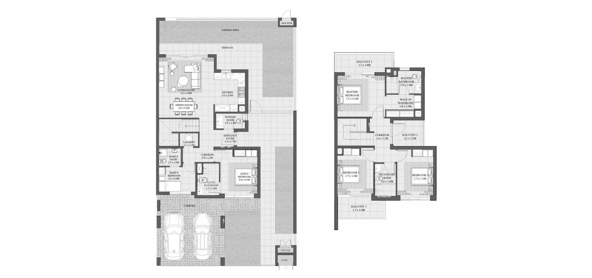 Планування апартаментів «4 BEDROOM TYPE 2», 4 спальні у ANYA 2 TOWNHOUSES