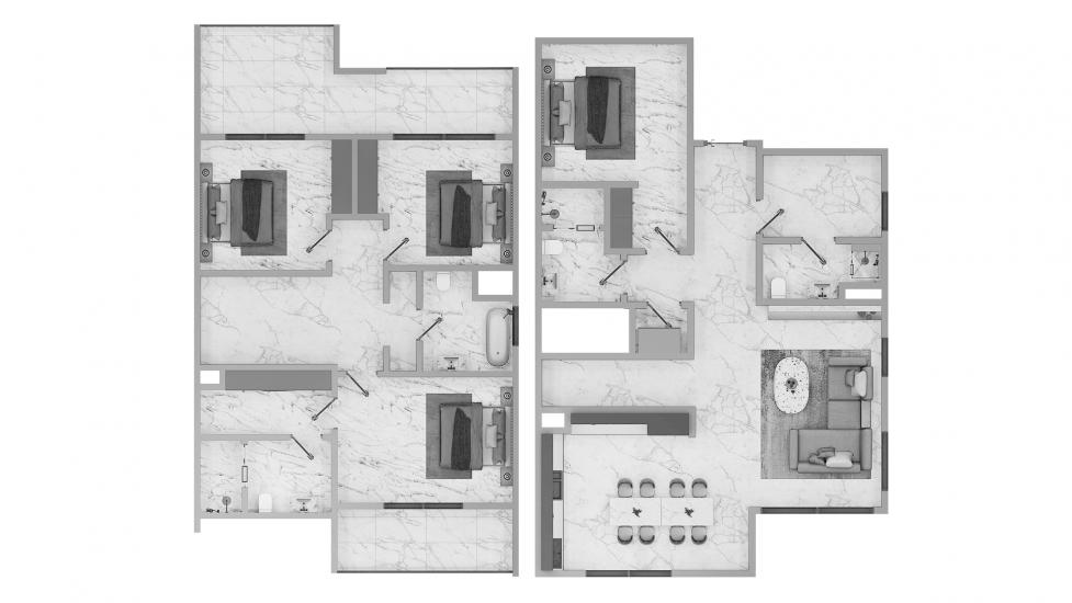 Планування апартаментів «6 4BR Type A 223SQM», 4 спальні у EXPO GOLF VILLAS 6