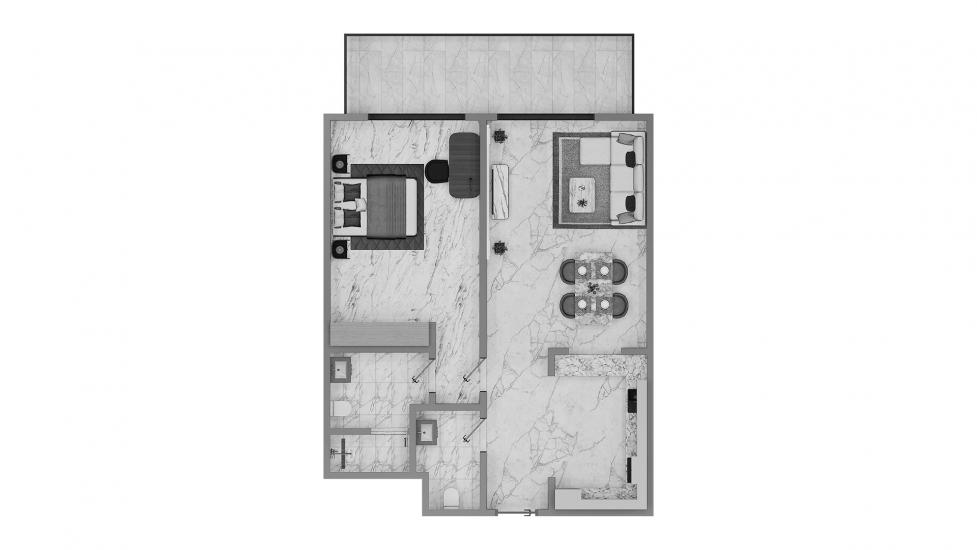 Планування апартаментів «1 Bedroom 57SQM», 1 спальня у BINGHATTI NOVA