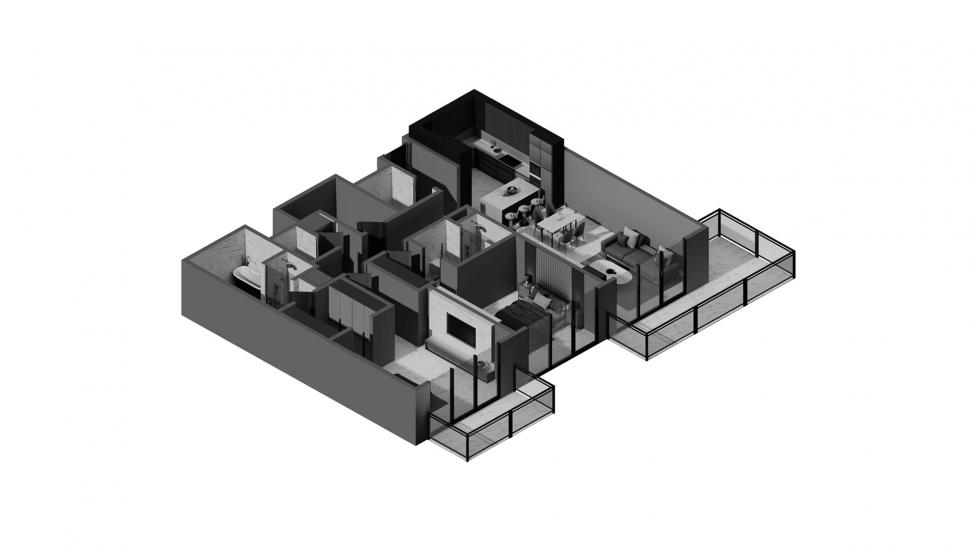 Планування апартаментів «2 Bedroom 01 158SQM», 2 спальні у CANAL FRONT RESIDENCES