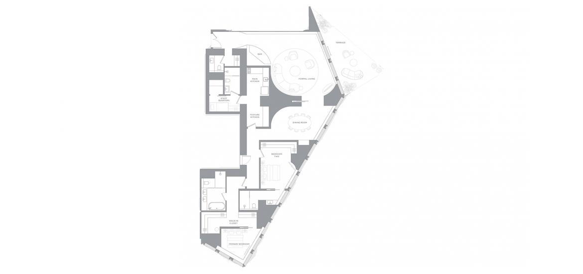 Планування апартаментів «2BR 276SQM», 2 спальні у BACCARAT HOTEL AND RESIDENCES