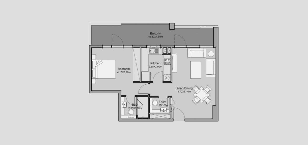 Планування апартаментів «79 SQ.M 1 BR TYPE 03», 1 спальня у MILLENNIUM TALIA RESIDENCES