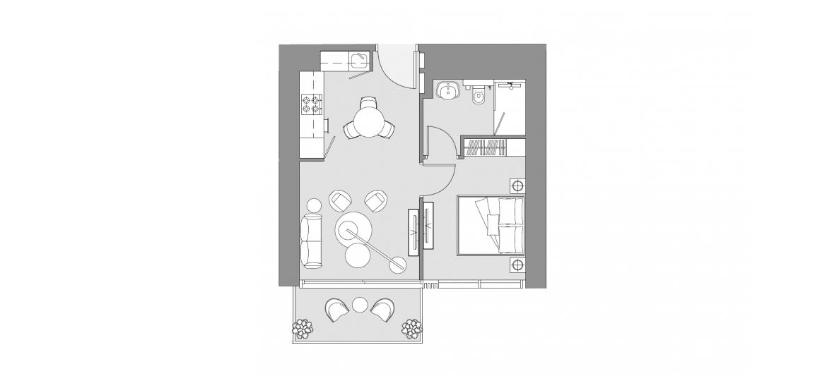 Планування апартаментів «53 SQ.M 1 BEDROOM TYPE A2», 1 спальня у THE EDGE