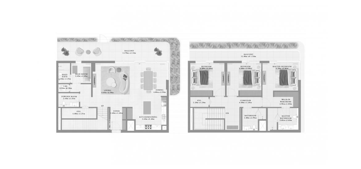 Планування апартаментів «BAYLINE THREE-BEDROOM-TYPE-1-258M», 3 спальні у BAYLINE