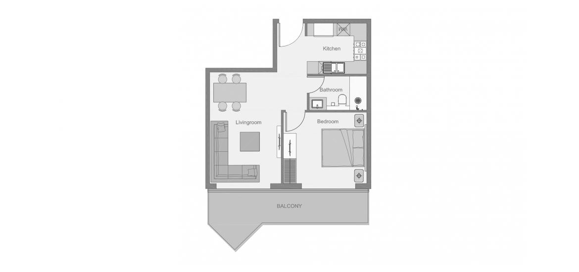 Планування апартаментів «THE CENTRAL DOWNTOWN ONE-BEDROOM-TYPE-6-63M», 1 спальня у THE CENTRAL DOWNTOWN