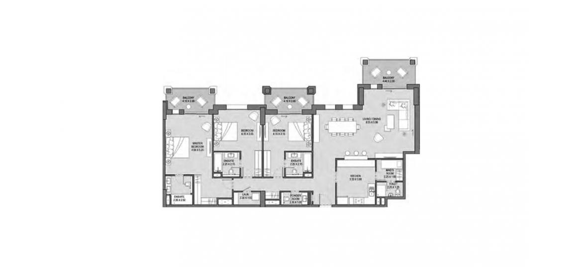 Apartment floor plan «B», 3 bedrooms in MADINAT JUMEIRAH LIVING