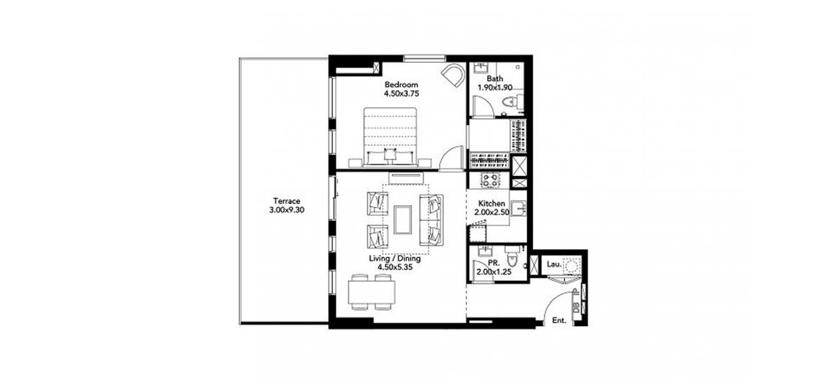Apartment floor plan «97sqm», 1 bedroom in NOOR