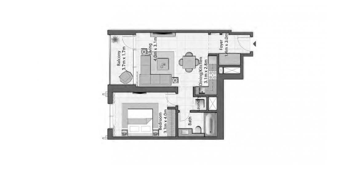 Apartment floor plan «CREEK GATE 1BR 67SQM», 1 bedroom in CREEK GATE