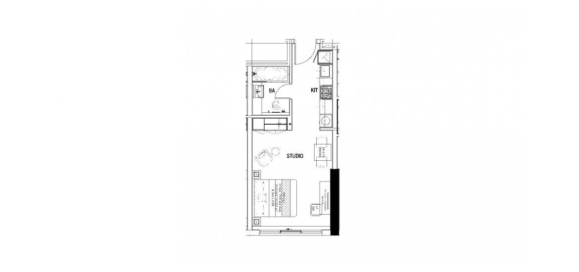 Apartment floor plan «A», 1 room in DAMAC MAISON MAJESTINE
