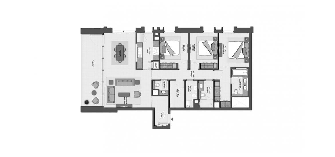 Apartment floor plan «HARBOUR GATE 3BR 153SQM», 3 bedrooms in HARBOUR GATE
