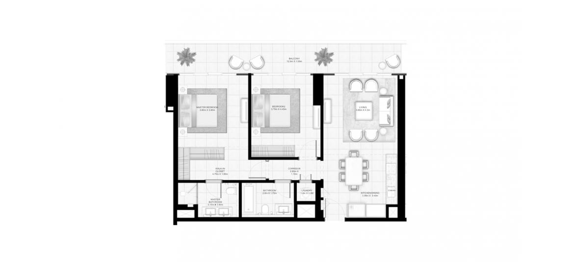 Apartment floor plan «SUNRISE BAY 2BR 115SQM», 2 bedrooms in SUNRISE BAY