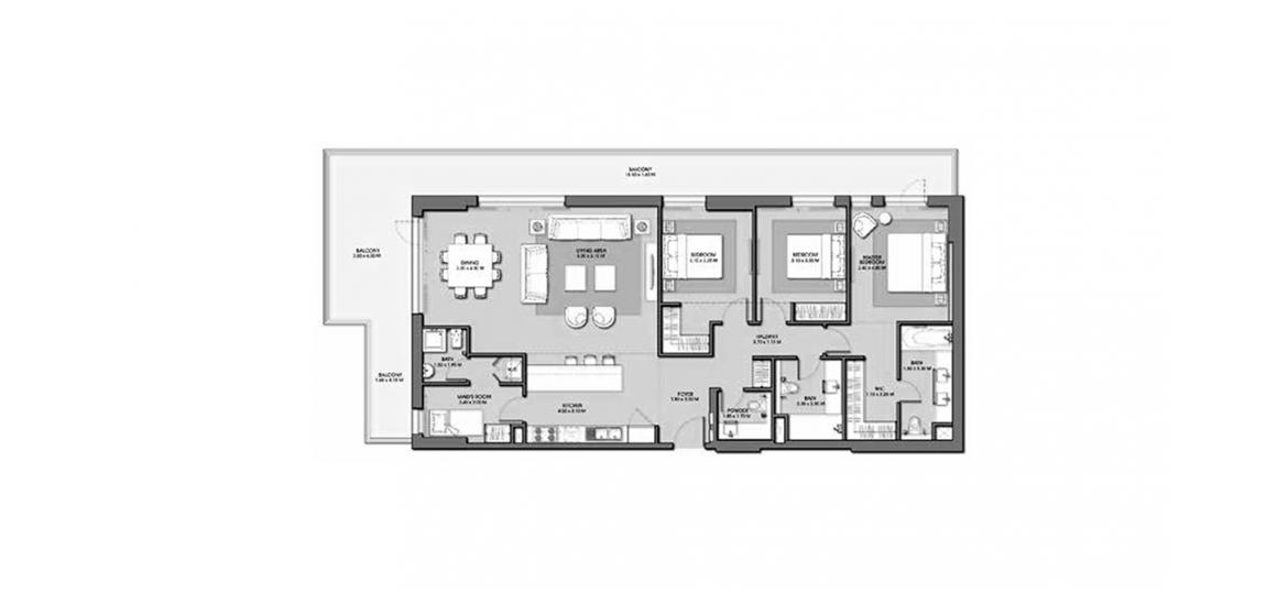 Apartment floor plan «PARK POINT 3BR 210SQM», 3 bedrooms in PARK POINT