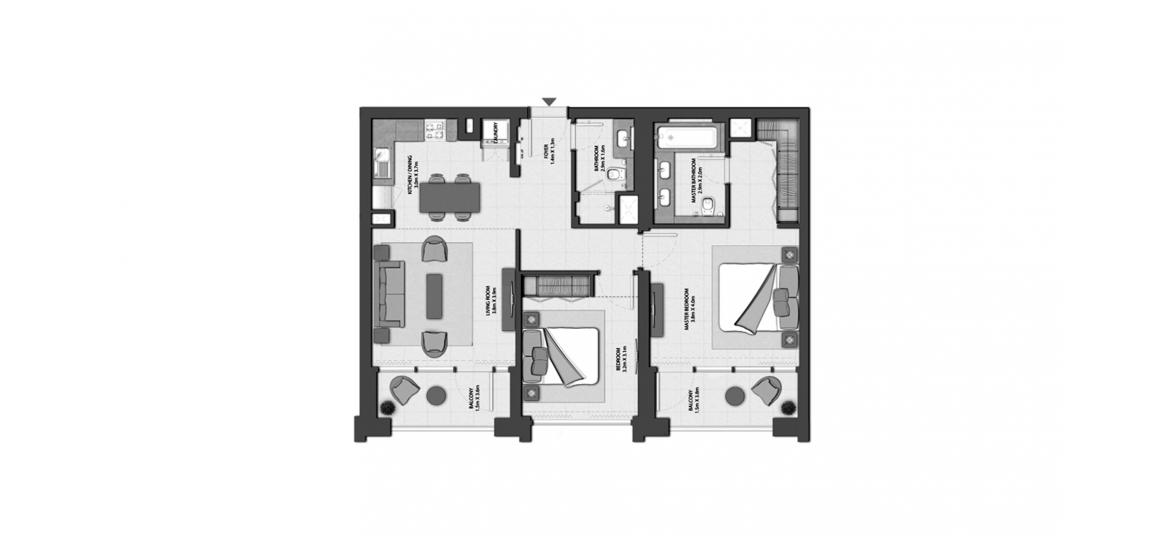 Apartment floor plan «HARBOUR GATE 2BR 100SQM», 2 bedrooms in HARBOUR GATE