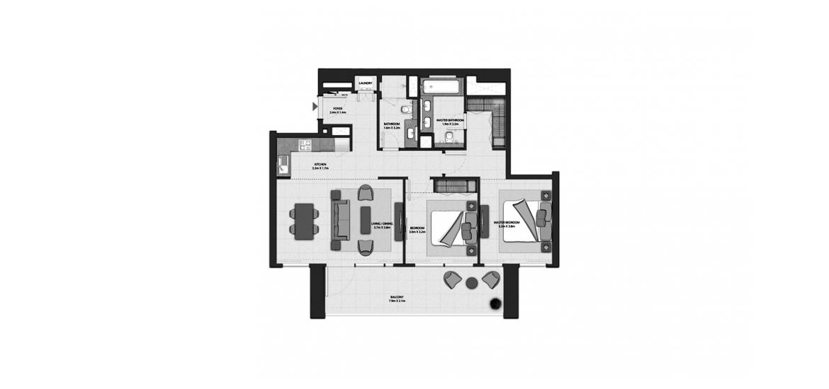 Apartment floor plan «HARBOUR GATE 2BR 108SQM», 2 bedrooms in HARBOUR GATE