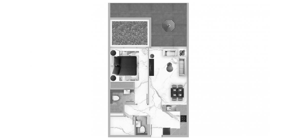 Apartment floor plan «One Bedroom+Private Pool», 1 bedroom in SAMANA MYKONOS
