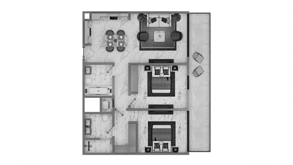 Apartment floor plan «2 BR Type A 113SQM», 2 bedrooms in EMAAR GOLF HEIGHTS
