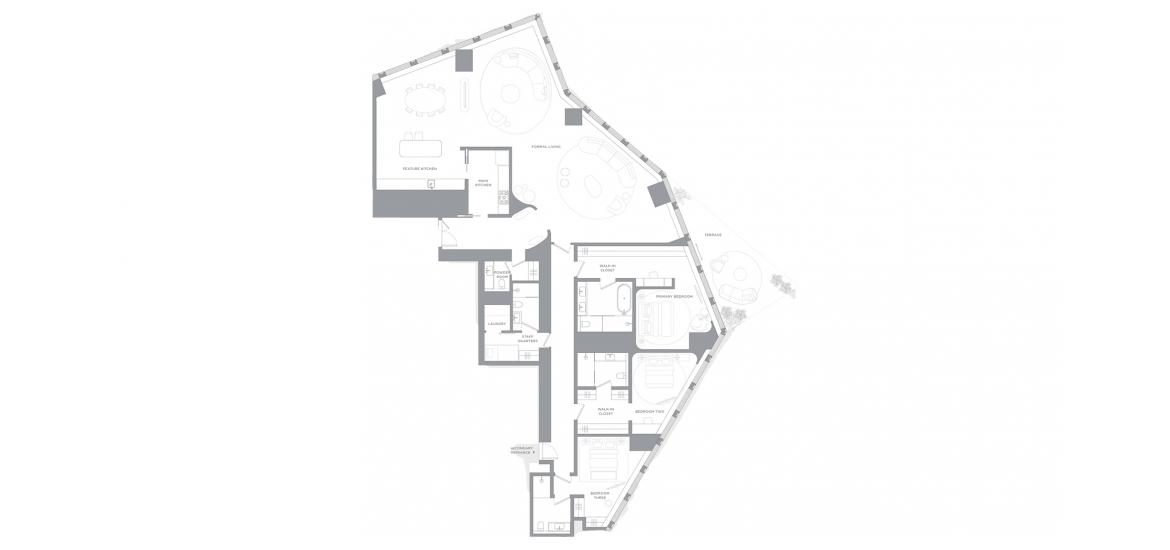 Apartment floor plan «3BR 366SQM», 3 bedrooms in BACCARAT HOTEL AND RESIDENCES