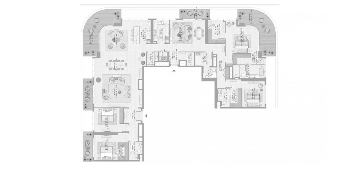 Apartment floor plan «4BR 01 415SQM», 4 bedrooms in BAYVIEW BY ADDRESS RESORTS