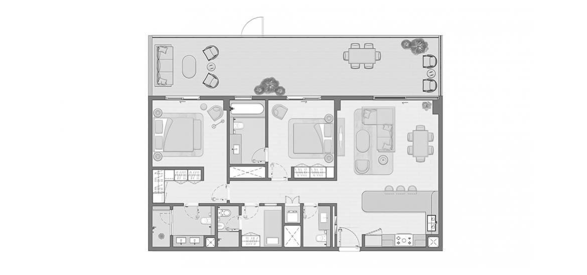 Apartment floor plan «166 SQ.M 2 BEDROOM TYPE 2E», 2 bedrooms in ELARA APARTMENTS