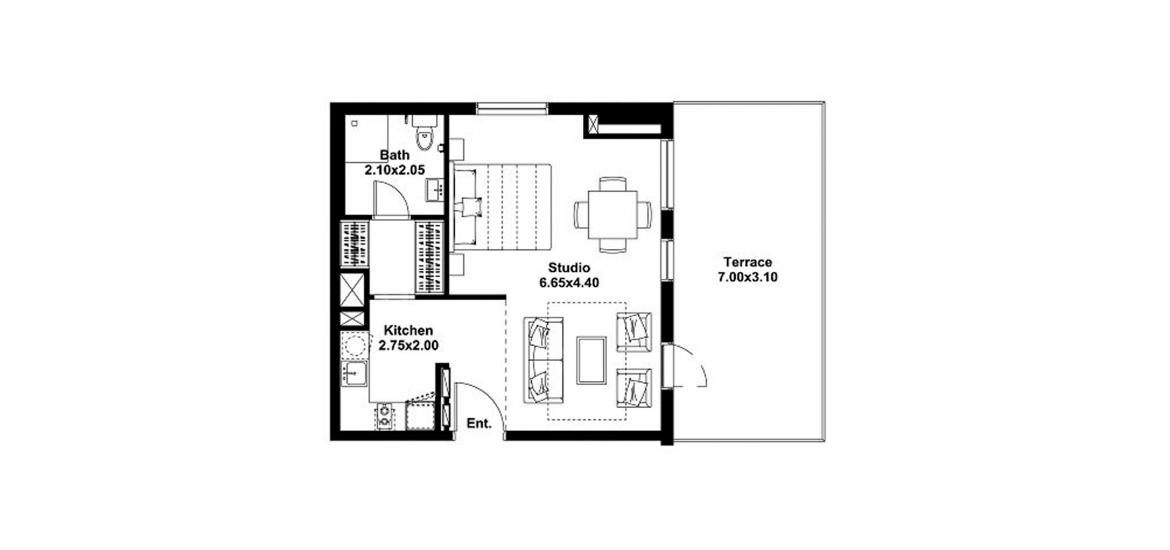 اپارٹمنٹ فلور پلان «68sqm»، NOOR 1کمرے 