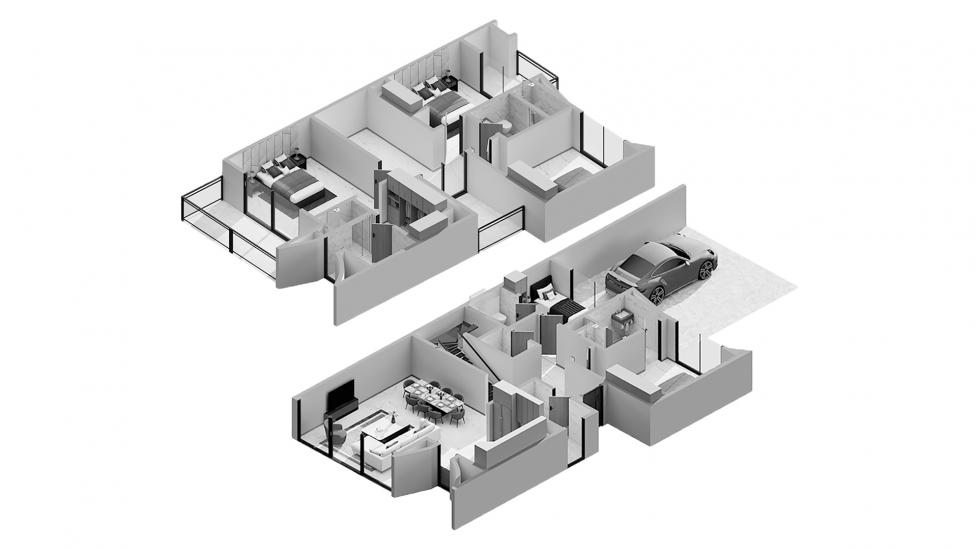 اپارٹمنٹ فلور پلان «4BR Modern 217SQM»، ANYA TOWNHOUSES 4 بیڈ رومز 