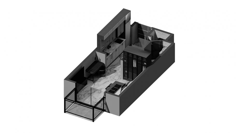 اپارٹمنٹ فلور پلان «Studio Type A 38SQM»، BELMONT RESIDENCE 1کمرے 