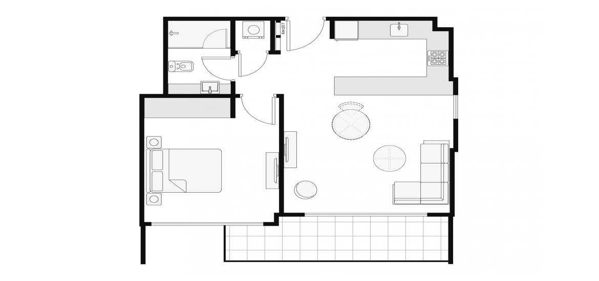 اپارٹمنٹ فلور پلان «65 SQ.M. 1BR TYPE 2»، AZIZI AMBER 1باتھ رومز 