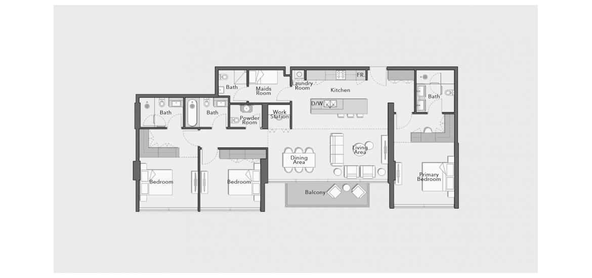 اپارٹمنٹ فلور پلان «164 SQ.M 3 BDRM TYPE B»، ARBOR VIEW 3 بیڈ رومز 