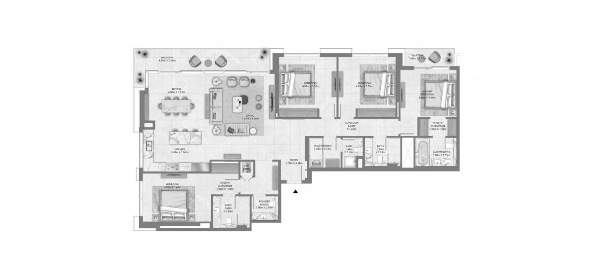 اپارٹمنٹ فلور پلان «226 SQ.M 4 BDRM»، CREEK WATERS 2 APARTMENTS 4 بیڈ رومز 