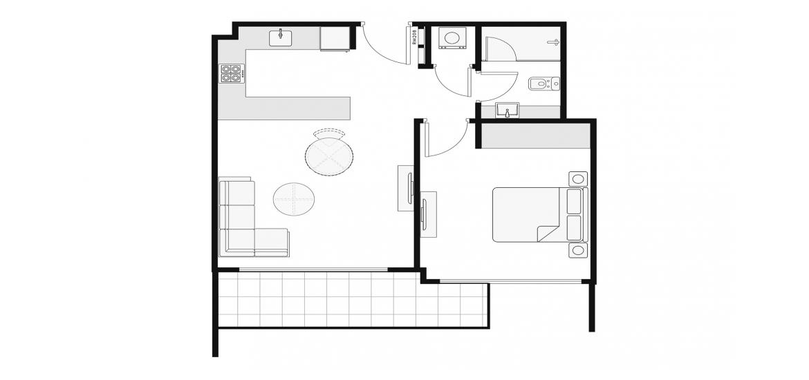 اپارٹمنٹ فلور پلان «60 SQ.M. 1BR TYPE 3»، AZIZI AMBER 1باتھ رومز 