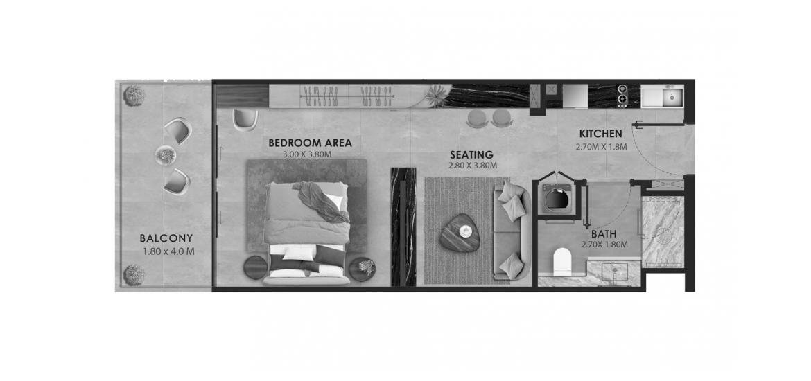 Apartment floor plan «AVELINE RESIDENCES ONE-ROOM-42M», 1 room in AVELINE RESIDENCES